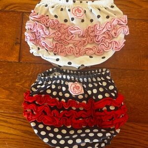 Ruffle Butts Polka Dot Ruffled Diaper Covers - Pink and Red
